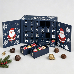 Calendario de Adviento Navideño de Doble Puerta al por Mayor - 24 Cajones Magnéticos, Embalaje de Cartón Rígido, Materiales Reciclados Personalizados, Grabado en Relieve - Product Image 3