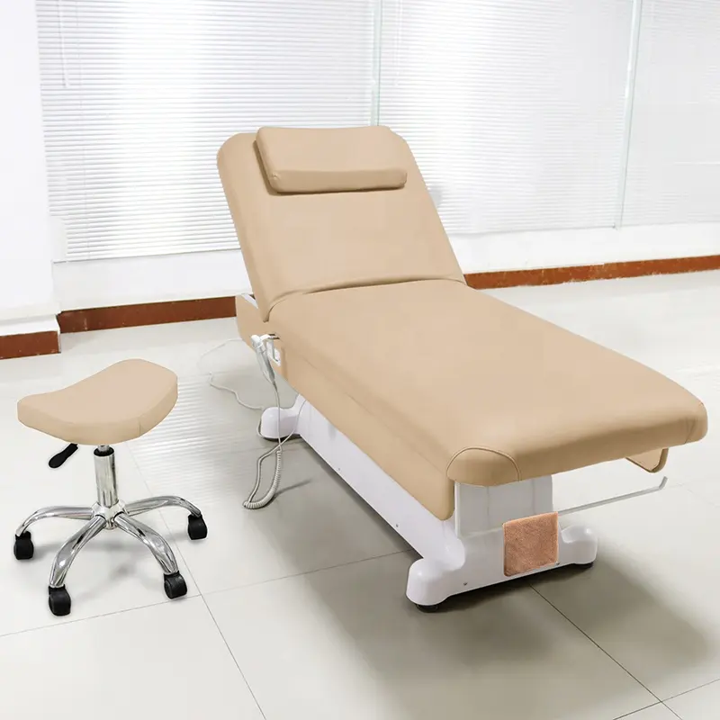 Cama de massagem facial elétrica, cama de salão de beleza com altura ajustável