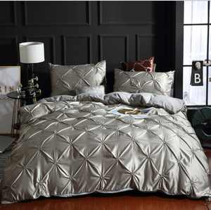 Copripiumini e set di lenzuola in tessuto di seta satinata di lusso, set di biancheria da letto in <span class=keywords><strong>tinta</strong></span> <span class=keywords><strong>unita</strong></span>, 4 pezzi - Product Image 4