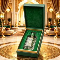 Boîte rigide de luxe pour cosmétiques parfumés verts arabes, avec dôme en velours gaufré à l'or, fermeture magnétique, recyclable, fabricant OEM