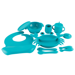 Conjunto de Alimentação de Silicone para Bebês por Atacado com Prato de Caranguejo com Divisórias, Tigela, Babador e Talheres, Louça Infantil Livre de BPA - Product Image 3