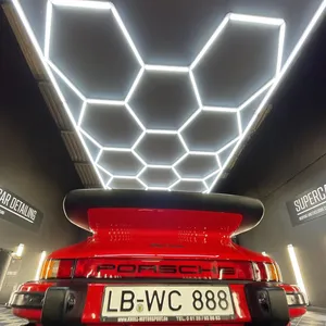 Hot Sale Honeycomb Garage Led Lights Teto Para Auto Detalhamento Shop Light Bar Iluminação Hexagrid Para Car Wash Station