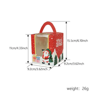 Scatola Regalo di Natale Rossa in Carta con Finestra e Manico, Stampa Babbo Natale, Confezione Rigida per Caramelle e Piccoli Regali