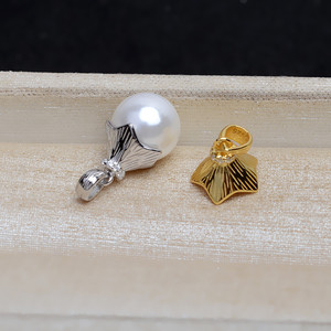 จี้เงินแท้ S925 หุ้มด้วยพลอย 4 มม. สำหรับทำเครื่องประดับ DIY รูปทรงหมวกไข่มุก ขนาด 9-12 มม.  ฐานเปล่า 5038 - Product Image 3
