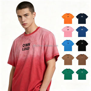 Camiseta de Algodón de Manga Corta con Cuello Redondo para Hombre, con Estampado de Logotipo, Corte Regular, Estilo Casual, Color Sólido Degradado - Product Image 1