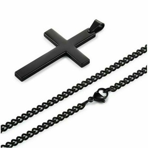 Croce Collana – collier pendentif croix sacerdot pour femmes et hommes, chaîne à maillons en acier inoxydable, bijoux Punk Hip Hop, collier croix - Product Image 5