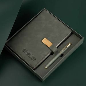 Business Promotional Custom Vip Clients Luxury PU Leather Embossed Agenda Notebook and Pen <b>Gift</b> Set with Keychain - Product Image 5