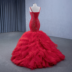 Luxury <b>Red</b> Long Mermaid Evening Dresses Party Plus Size Beaded Dinner Celebrity Prom Formal Evening Gowns Dresses Rsm231142 - Product Image 5