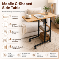 Table portable pour ordinateur portable, bureau d'ordinateur réglable en hauteur avec étagères de rangement, poste de travail flexible pour la maison et le bureau
