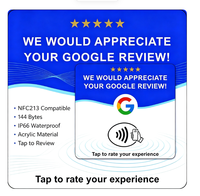 Support de table en acrylique 12 cm pour carte de commentaires Google NFC, compatible NFC213 13,56 MHz, Tap to Review, OEM/ODM personnalisé, prêt à être expédié, en stock