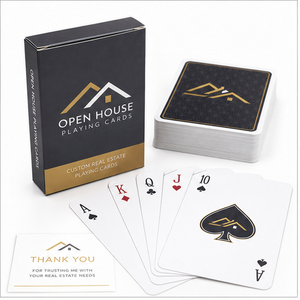 Tarjetas de agradecimiento personalizadas para la industria <span class=keywords><strong>inmobiliaria</strong></span>, mazo de póker promocional de lujo con lámina dorada, regalo para clientes de casas en venta. - Product Image 1