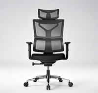 Chaise de bureau ergonomique de direction avec appui-tête réglable, dossier en maille respirante, cadre en aluminium, accoudoirs 3D et base stable en nylon pour une utilisation prolongée