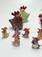 Figurine d'animal en verre poli fait main, Perles de verre colorées, Motif Poussin et Coq Créatif, pour Salon