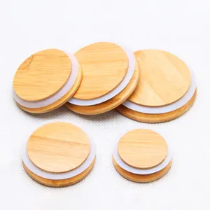 Stock Different Size Spice Ceramic Candle Glass Jar Can Bamboo Wood Lid Round