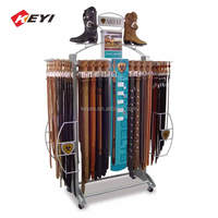 Vente en gros de présentoir de roue de support de ceinture en cuir au détail personnalisé présentoir en métal présentoir de ceinture de plancher en fil de fer