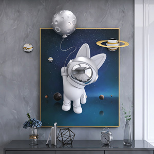 Grande Quadro Decorativo da Appendere con Coniglio Astronauta per Ingresso e Soggiorno, Ornamento Artigianale Spaziale per Decorazione Casa - Product Image 2