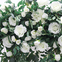 Toko Resmi Angela Flower L1041 2.5M Rangkaian Bunga Mawar Sutra Putih Buatan dengan Daun Hijau Dekorasi Dinding Latar Belakang Pernikahan