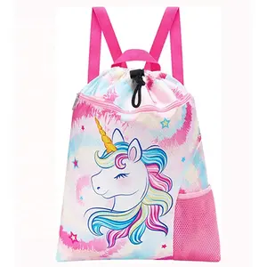Cute Unicorn Colorful Kids Drawstring Backpack Children Birthday Party Favors Gift Bag Sports Shoes Backpack Bag
