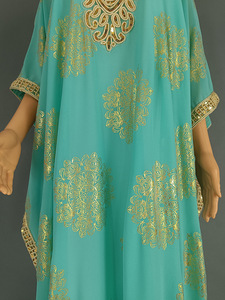 Vestido de Moda Tallas Grandes, Estampado en Caliente, Chifón, Túnica Musulmana para Mujer, Estilo Dubai, Medio Oriente - Product Image 6