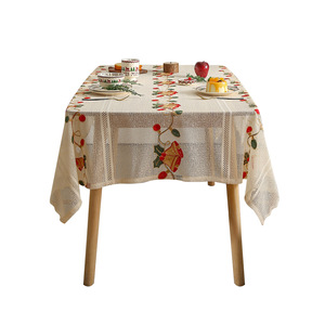 Mantel de Encaje Navideño Estilo Americano, Rojo, Decorativo, para Mesa de Comedor, Té, Eventos, Cubierta de Mesa de Alta Gama - Product Image 6
