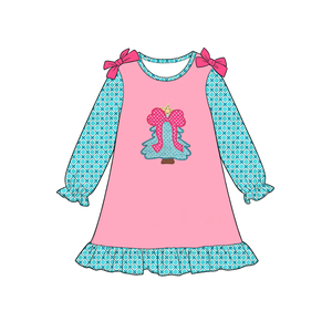Tenues de Noël personnalisées pour filles, robe barboteuse à carreaux rose et bleu, vente en gros, vêtements de fête pour sœurs, boutique de vêtements d'usine - Product Image 5