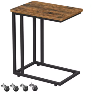 Gỗ Và Kim Loại <span class=keywords><strong>C</strong></span> Hình Cuối Bảng Với Bánh Xe Cho Sofa Kim Loại Khung <span class=keywords><strong>C</strong></span>à Phê Bên Bảng Cho Phòng Khách Phòng Ngủ Snack Bảng Nhỏ - Product Image 2