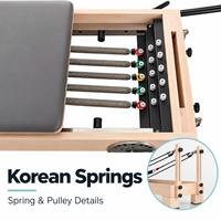 Machine de Pilates Reformer en érable blanc de qualité supérieure avec système de poulies silencieux de qualité commerciale, personnalisable avec logo, pour salles de sport, studios à domicile et usage professionnel