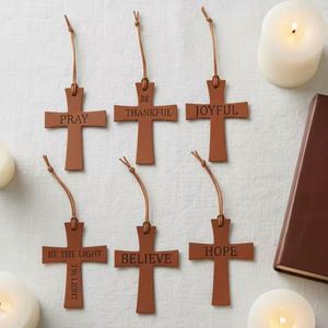 PU Leather Cross-Shaped <b>Bookmark</b> with Embossed Design-Portable Modern Promotional <b>Gift</b> for Weddings Birthdays & Events - Product Image 3