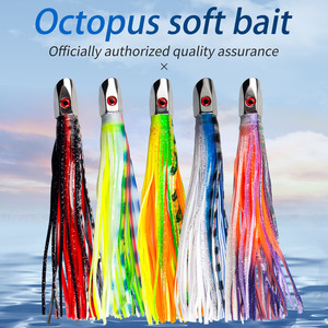 Señuelo de pesca de pulpo con cabeza metálica de 20 cm y 80 g, señuelo de falda para aguas medias, cebo para pesca de arrastre en agua salada - Product Image 2