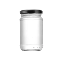 YaFu Contenant de stockage alimentaire pour cuisine, forme transparente, écologique, hermétique, multifonction, pot en verre avec couvercle en métal à vis, 100 ml-500 ml