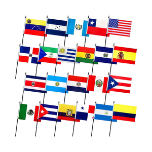Paquete de 22 mini banderas pequeñas de palo que hablan español, 18 países de América Latina, banderas de mano de 5x8 pulgadas - Product Image 1