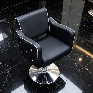 <span class=keywords><strong>Chaise</strong></span> de coiffure professionnelle noire à <span class=keywords><strong>strass</strong></span>, pivotante hydraulique, design capitonné pour salon de beauté - Product Image 3