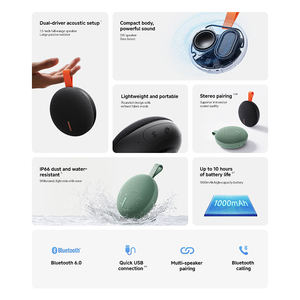 Haut-parleur portable V6.0 avec micro intégré, jusqu'à 15 heures d'autonomie, utilisation en extérieur, chargement USB Type-C, design en plastique - Product Image 2