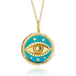 Diskon besar produk baru kalung liontin bintang matahari Enamel warna berlapis emas baja tahan karat kalung mata jahat <span class=keywords><strong>Tarot</strong></span> - Product Image 2