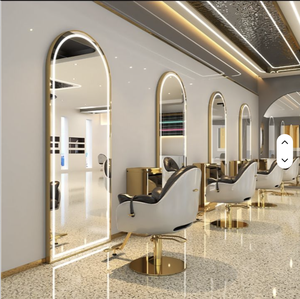 Miroir de Salon de Coiffure et de Maquillage Lumineux à LED, Décoration Murale Longue Or Rose, Meilleure Vente, pour Barbier et Salon de Beauté - Product Image 2
