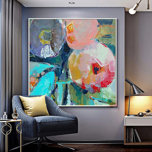 Peinture à l'huile sur toile personnalisée avec <span class=keywords><strong>photo</strong></span>, motif floral abstrait, pour dropshipping - Product Image 2