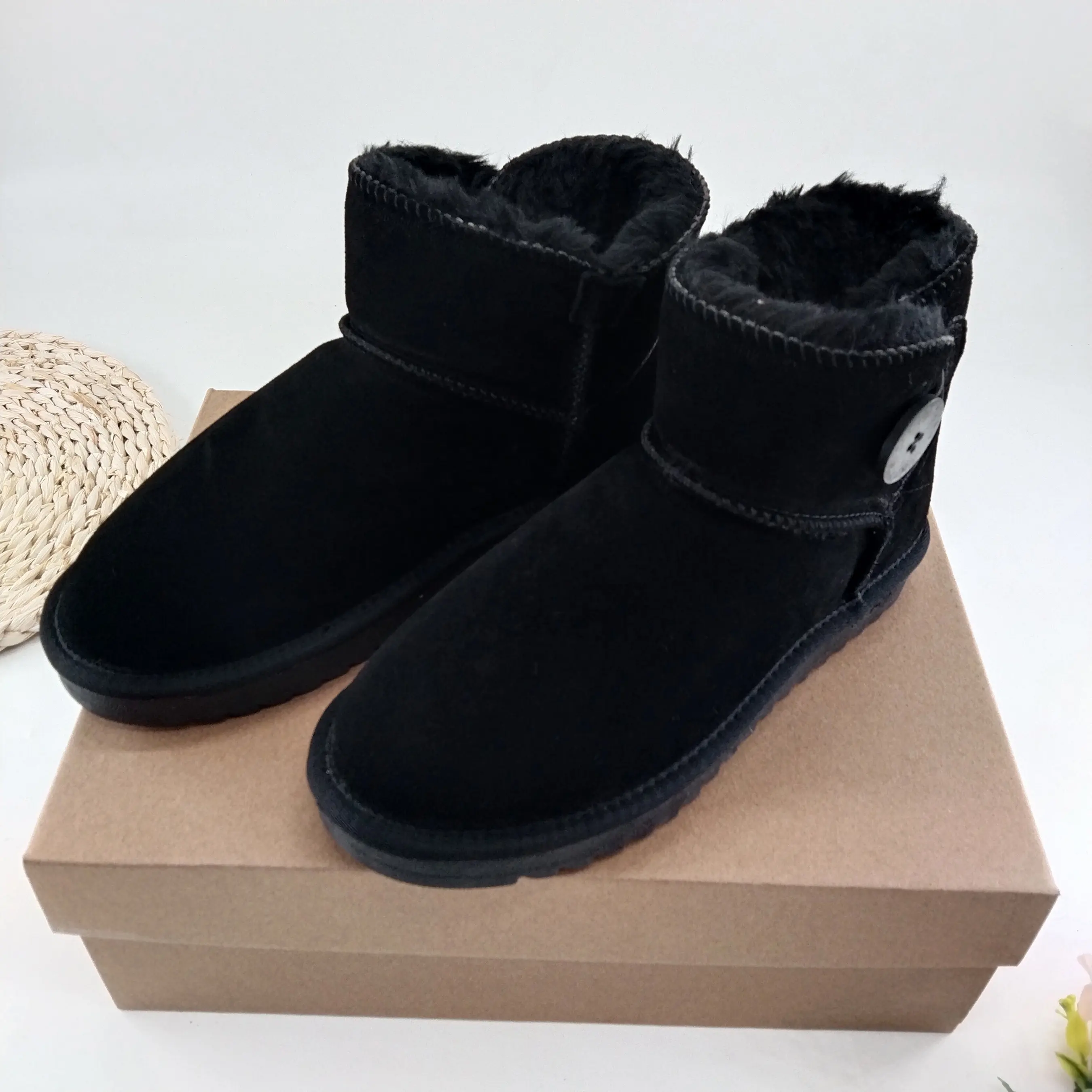 Nuovo arrivo stivali donna donna in vera pelle nera invernale di alta qualità