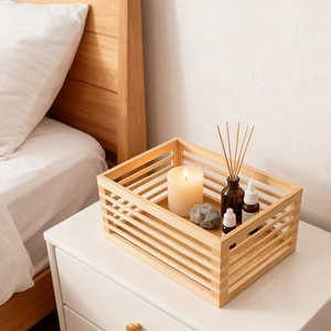 Panier de rangement en bois Dongfan 30x22.8x15cm rectangulaire pour l'organisation de la cuisine, de la salle de bain et du salon - Product Image 3