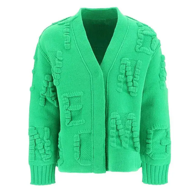 OEM Custom LOGO Embossing Sweaters Men Jacquard pattern Knitwear Winter Cardigan