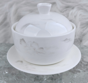 Light Ink Cloud Mountain Pattern Bone China Dinnerware <b>Set</b> Custom Logo Available For High-End Restaurant Club Villa Table - Product Image 1