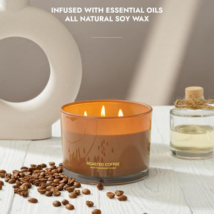 Vente en gros de 3 mèches de bougie parfumée à la cire de soja naturelle de luxe de marque privée dans un bocal en verre - Product Image 5