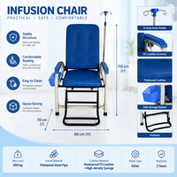 Fauteuil inclinable d'accompagnement hospitalier multi-positions pliable pour transfusion, idéal pour les salles d'urgence et les services de séjour de jour