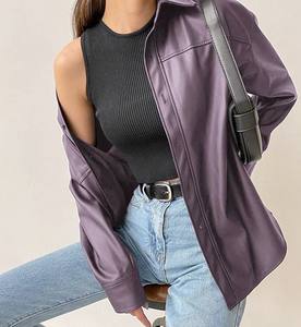 <span class=keywords><strong>Giacca</strong></span> in <span class=keywords><strong>ecopelle</strong></span> con bottoni a maniche lunghe in pelle PU Vintage da donna - Product Image 6