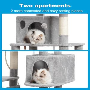 Wholesale Custom Light Gray Modern Classic Luxury Eco-Friendly Durable Plush Sisal Wool <b>Cat</b> <b>Scratching</b> Post Tree House for - Product Image 4