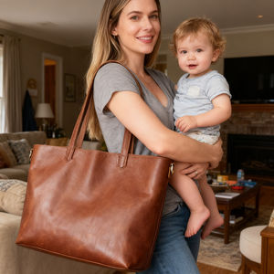 Nhà Sản Xuất OEM Da Tote Tã Túi Cổ Điển Cognac Vegan Da Mulri-Chức Năng Mẹ Túi Xách Vai Túi Với Ví - Product Image 2