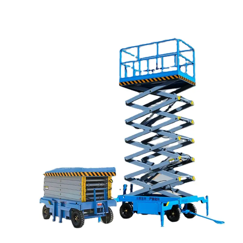 Tipo roda plataforma de trabalho antena autopropulsada móvel 1000kg tesoura plataforma elevatória