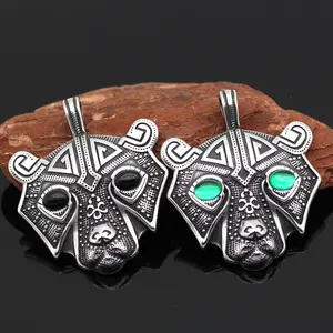 Paslanmaz çelik norveç Vikings oyma ayı kafaları taşlar kolye kolye kadın kızlar için Charm lüks takı parti hediyeler