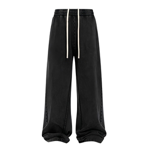 Custom acid wash wide leg sweatpants for fashion brands cotton sweatpants wide <b>trousers</b> low MOQ wholesale - Product Image 1