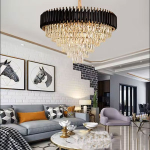 Salon Décoration de la maison Lustre LED en cristal K9 noir de luxe moderne avec cristal - Product Image 1