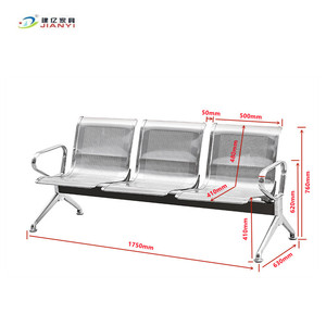 Banco de espera de acero inoxidable Jian Yi Furniture de 3 plazas con reposabrazos para uso en interiores y exteriores - Product Image 3